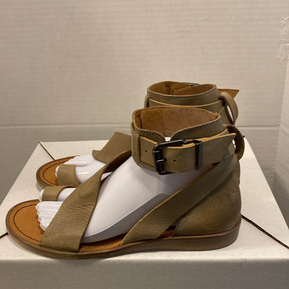 Free People Beige Soft Leather Boot Gladiator Style Sandals